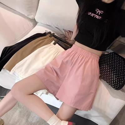 Шорты для женщин, летние, тонкие, свободные, с высокой талией, повседневные, японские, ленивые, с пятью точками, брюки, с широкими штанинами из ледяного шелка