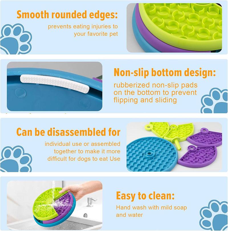Rotatable Puzzle Slow Feeder Dog Bowl Rubberized Non-Slip Interactive Game Dog Detachable Lick Mat