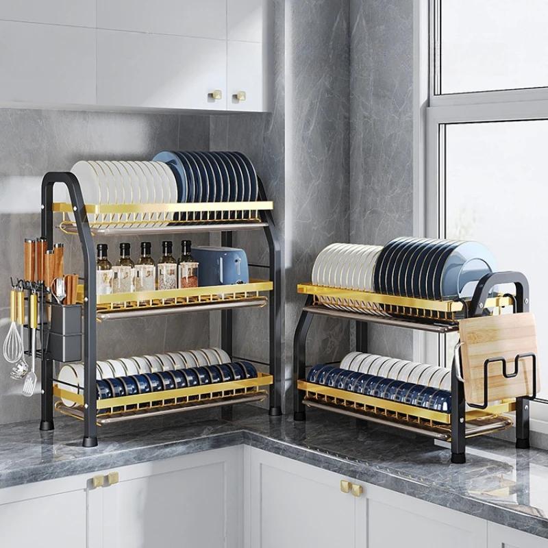 Подставка для посуды, кухонная столешница, 2/3-слойная стойка для хранения посуды, многофункциональная встроенная подставка для посуды, большая вместимость, экономия места