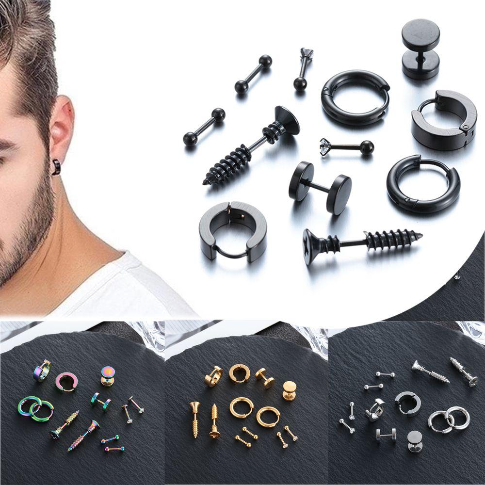 Пирсинг Штанга Нержавеющая Сталь Черный Штанга Гвоздики Серьги Набор Серьги для Хряща Уха Кольца Серьги