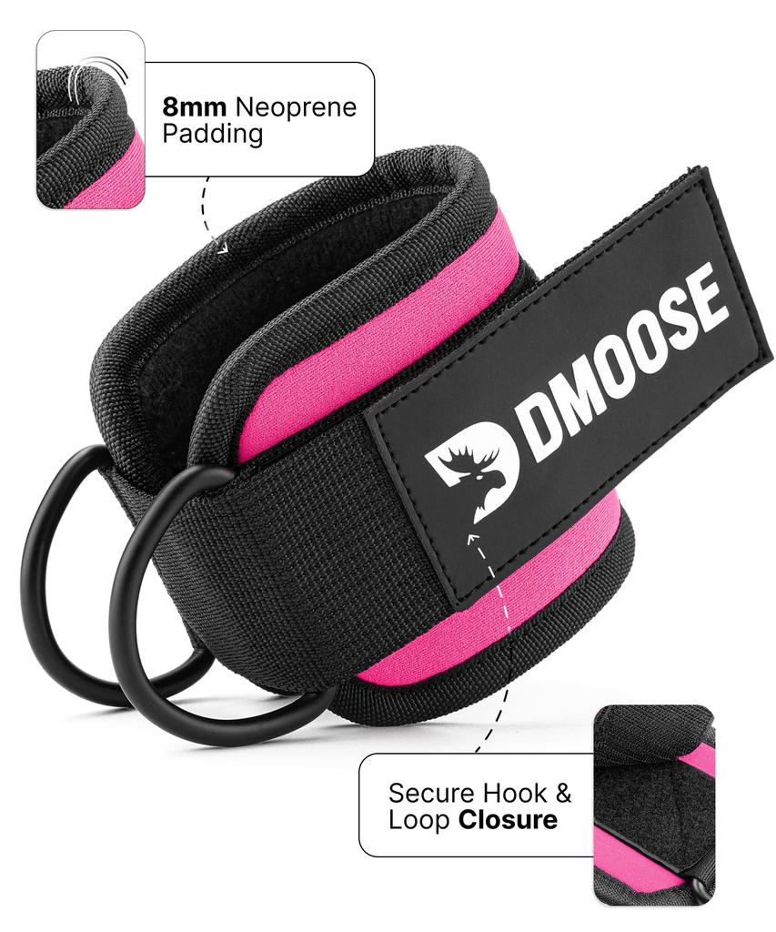 Ремешки для лодыжек DMoose для блочного тренажера, для махов назад, тренировки ягодиц, разгибаний ног, сгибаний и отведения бедра (Мужчина и женщина), Регулируемая неопреновая поддержка