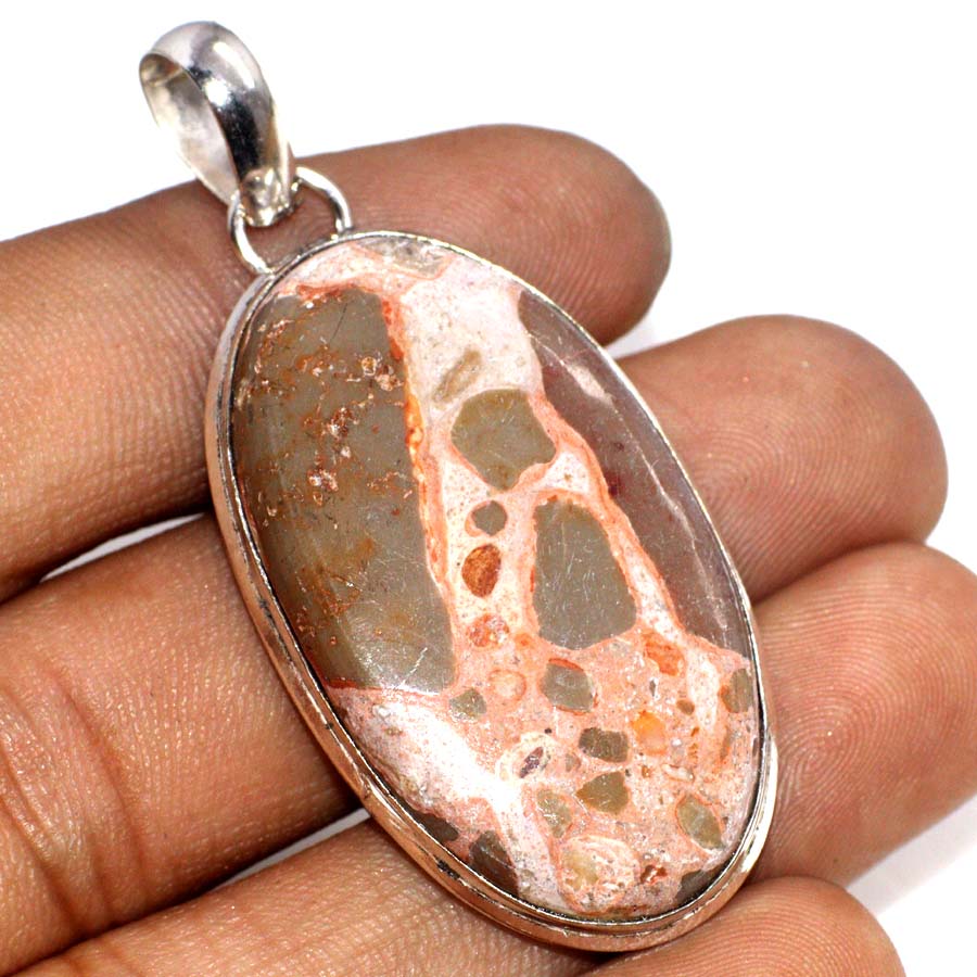 Asteroid Jasper Gemstone Handmade Pendant 2" g3f36