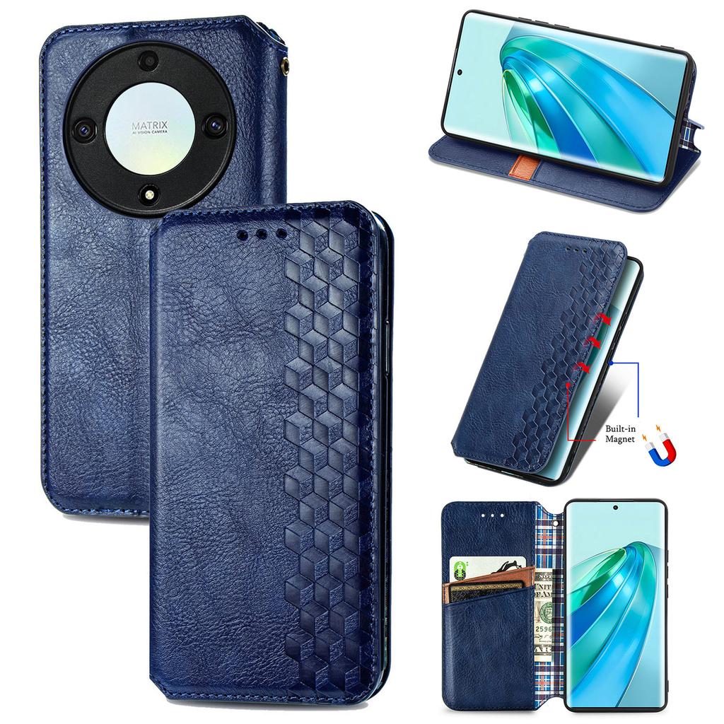 For Honor X40 5G/X9a 5G/Magic5 Lite 5G PU Leather Case Rhombus Imprint Wallet Stand Phone Cover