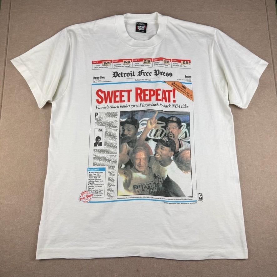Винтажная футболка 1990 года Detroit Pistons Чемпионы НБА Sweet Repeat Мужская XL США Однострочная Унисекс