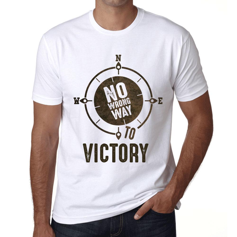 Men’s Vintage Tee Shirt Graphic T Shirt No Wrong Way Victory White