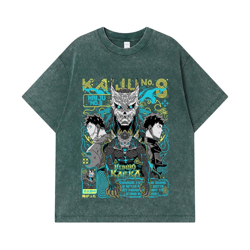 275 GSM Washed T-shirts 100% Cotton Kaiju No 8 V20 Kafka Print Unisex Heavy Cotton T Shirt