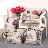 45x45cm Cotton Linen Sofa Cushion Cover Vintage Cartoon Animal Flower Printed Living Room Decorative Pillow Case