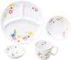 Набор фарфоровой посуды для ланча, маленькой, глубокой, с изображением Питера Кролика и Флер. Эта посуда Мино, из которой детям легко есть, и которую взрослым легко мыть.