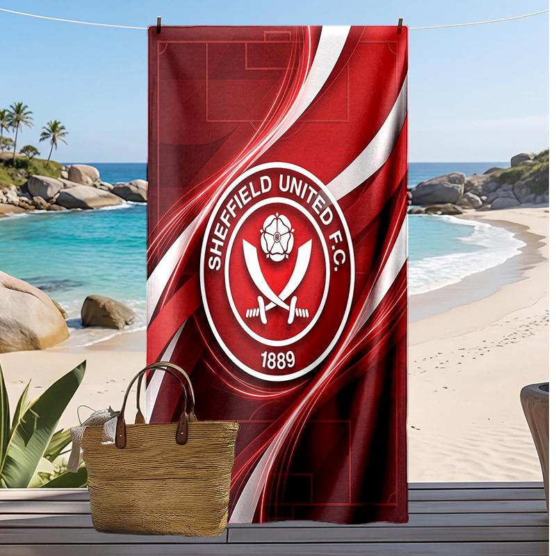 Sheffield United Football Print Beach Towel, Large Soft Quick Dry Towel for Beach Camping Swimming