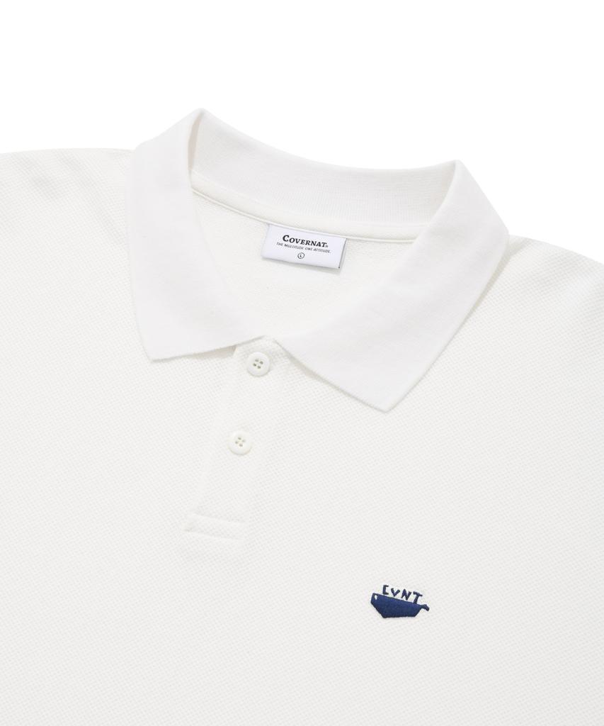 COVERNAT Pique Whale Logo Long Sleeve White