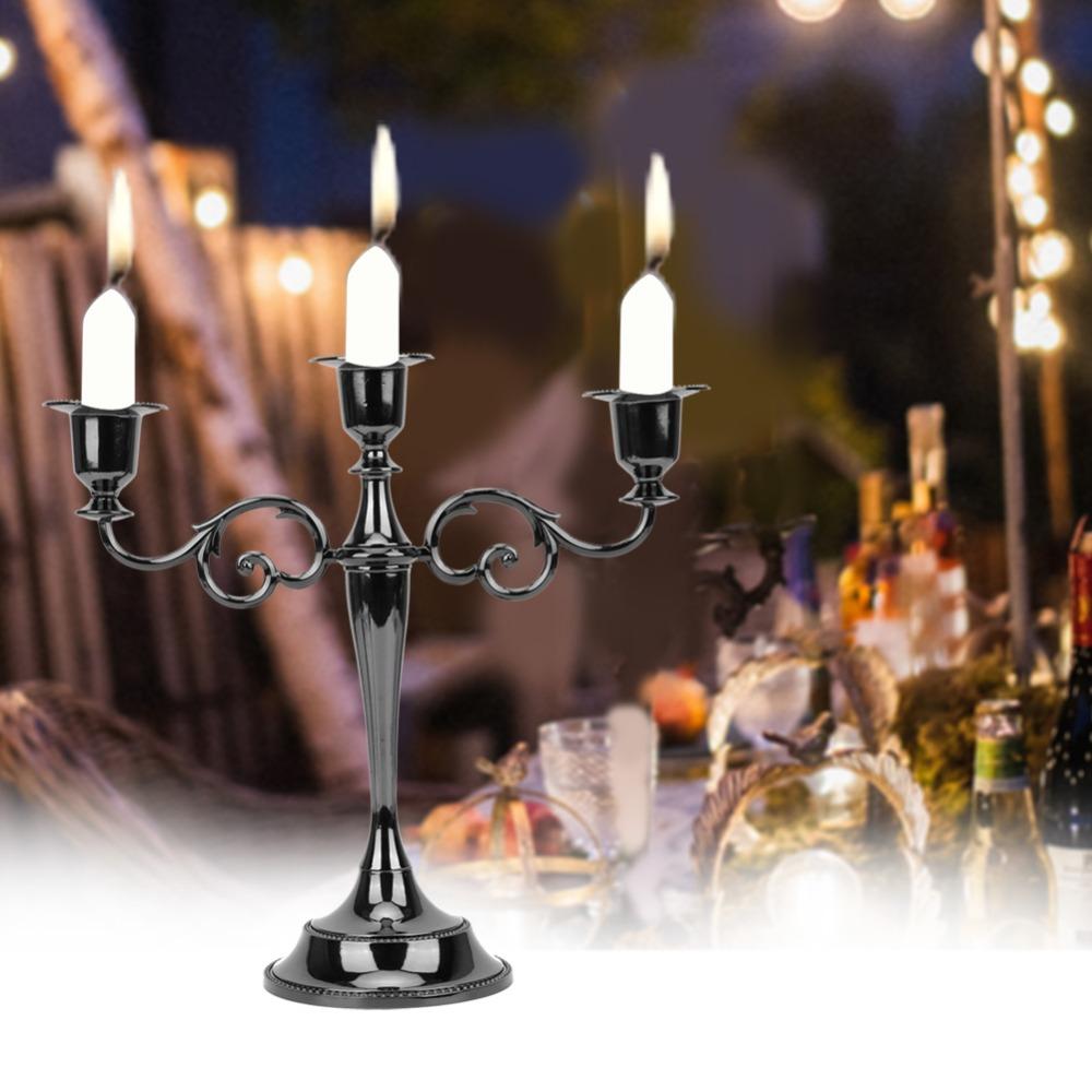 Metal Antique Metal Candle Holder Black Classic Indoor Ornament  Hotel Indoor Layout