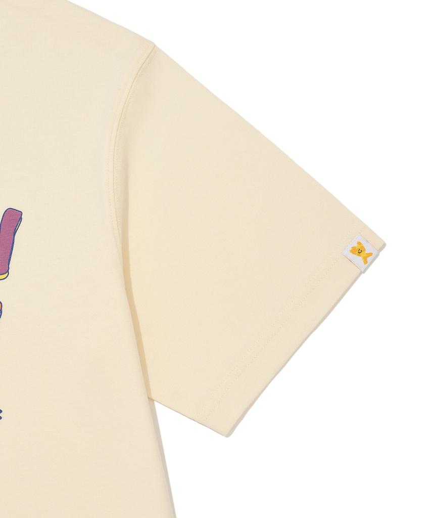 WACKY WILLY Multi-Typo Short Sleeve T-Shirt Cream