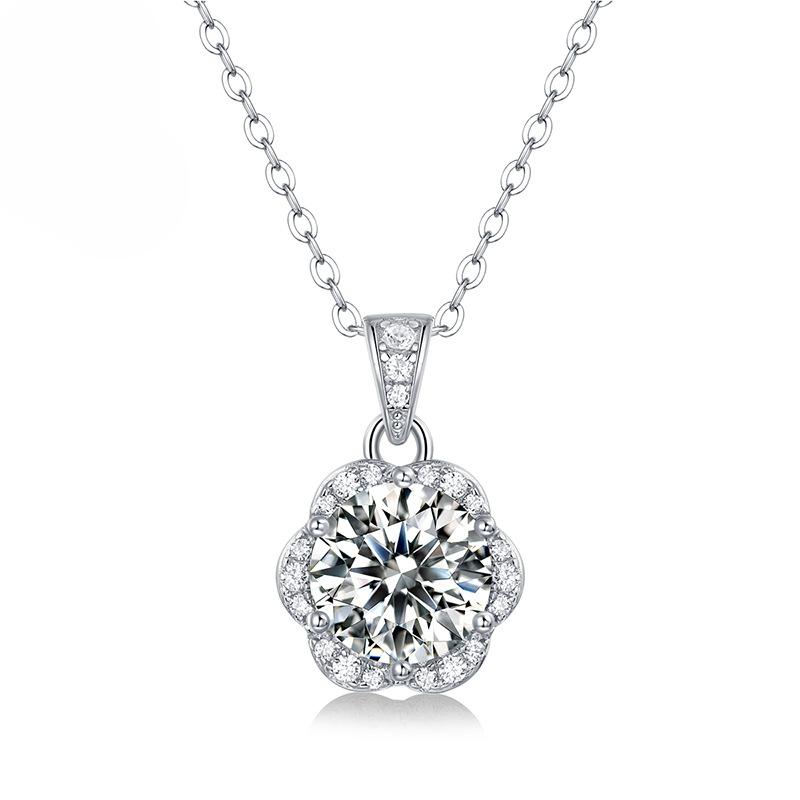 Серебряное ожерелье S925 Flower Ball с подвеской Moissanite Elated, летняя милая цепочка на ключицу