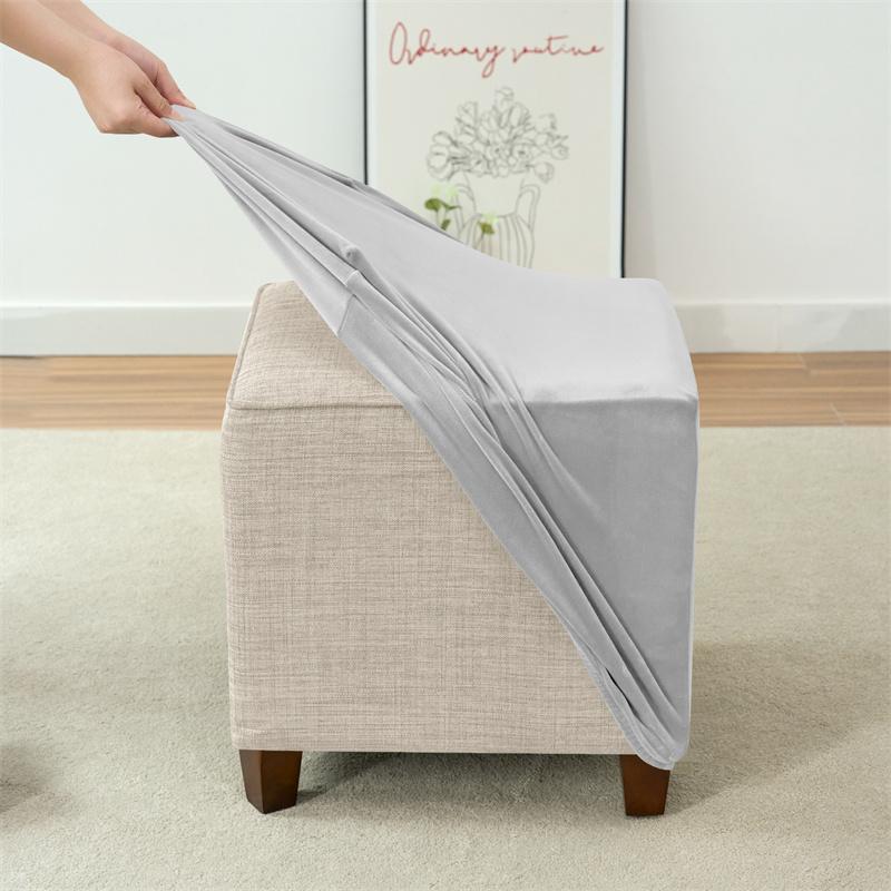 1 шт. бархатный чехол для пуфа, квадратный однотонный чехол для подставки для ног, эластичный чехол для пуфа, защитный чехол для мебели в гостиной