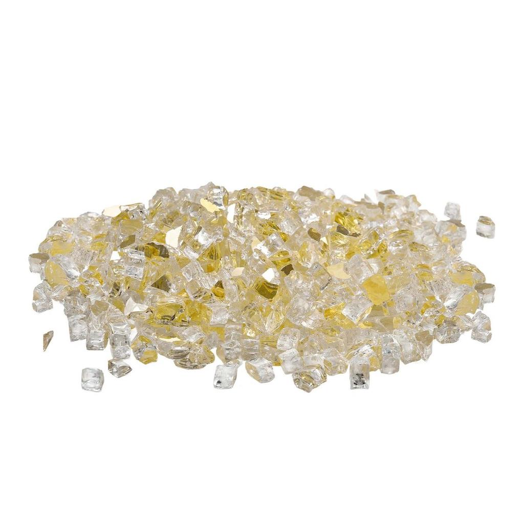 10 LBS Fire Glass 1/2-Inch Fireplace Glass Rocks for Fire Pit Table Gold