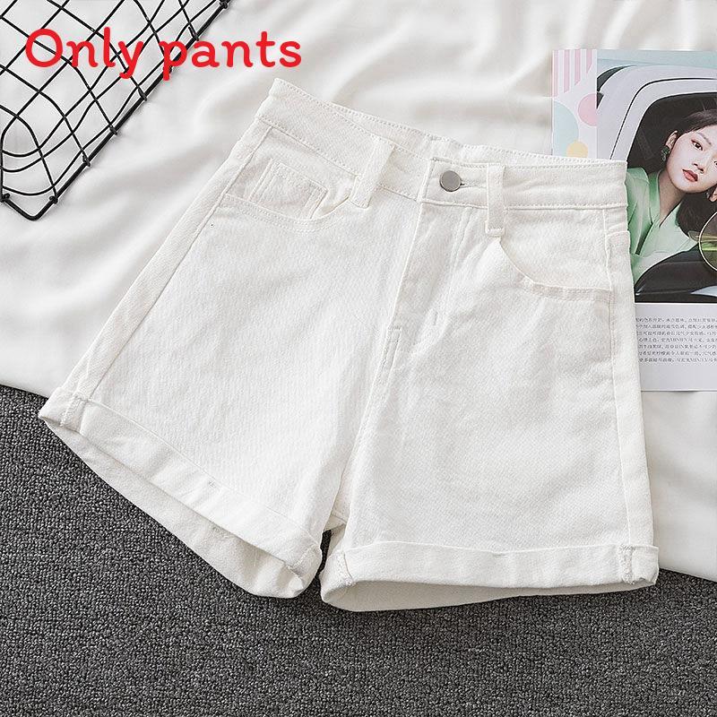 Basic Cotton Denim Shorts For Women Summer High Waist With Rolled Edges Casual Wear