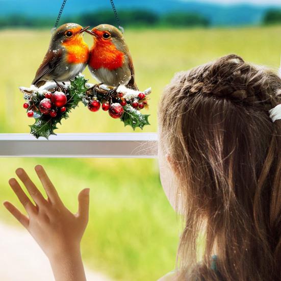 Owl Ornament Stained Glass Blue Green Sun Catcher Enchanting Birds