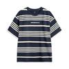 Li Ning CF Striped Comfortable Temperature Control Antibacterial Short Sleeve T-Shirt Men Tops Deep-Iris-Blue ATSV181-2