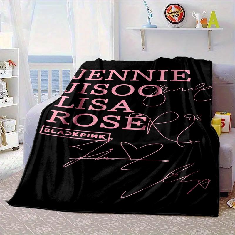 Black And Pink Fashion Blanket Flannel Blanket for bed, sofa, Camping, Hiking, Picnic Essentials, gift for family Fan gifts