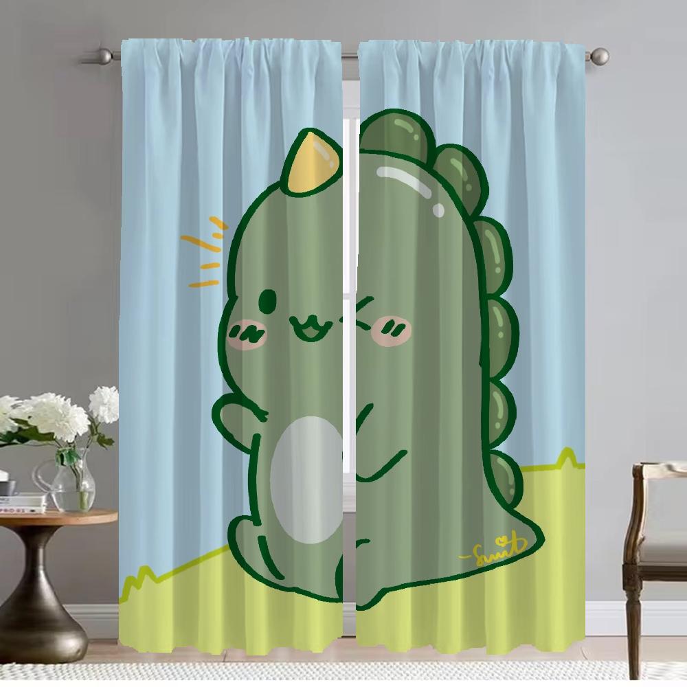 Blackout Curtains for Living Room Curtain Little Dinosaur Halloween Decoration Tulle for Bedroom Partition Curtains 2 Pieces