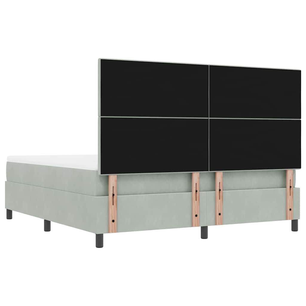 Box Spring Bed with Headboard Light Grey 200 x 180 cm Velvet