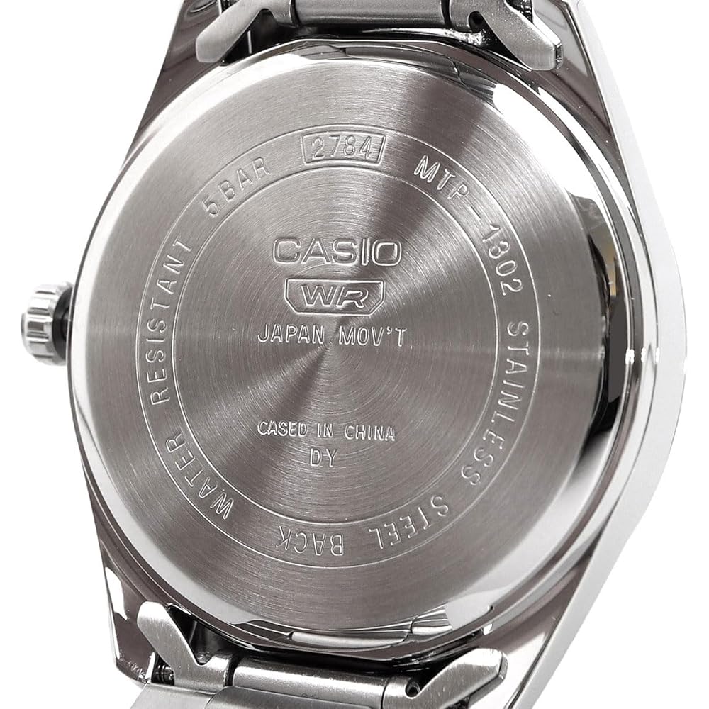 Casio MTP-1302D-1A2V Analog Quartz Men's Watch Silver Metal Band Dark Gray Dial Gold Index