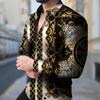 Men's Metal Stripes Printed Long Sleeve Shirts Casual Cardigan New Button Holiday Fashion Shirts