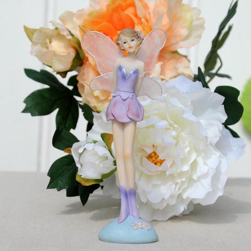 Purple Fairy Girl Miniature Winged Angel Flying Miniature Gift Flower Fairy Figurine  Desktop