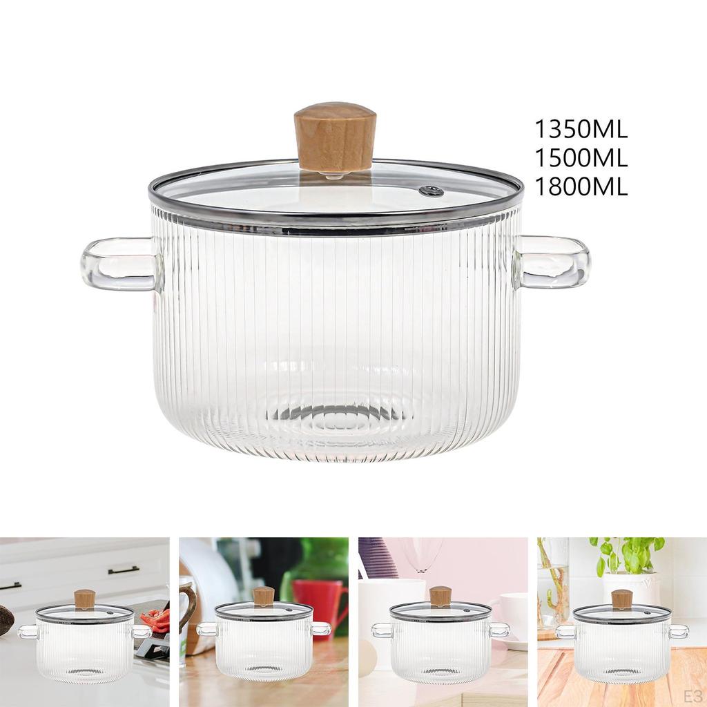 Clear Glass Cooking Pot Set - Versatile Kitchen Cookware for Various Dishes