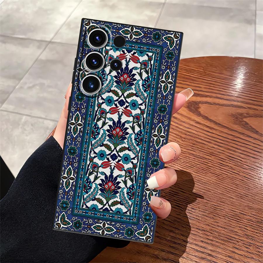 Ретро Этнический Узор Тотем Черный Мягкий Чехол для Телефона для Samsung Galaxy S21 FE S25 Edge S23 Ultra S24 Plus S20