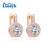 LSOOYH серьги-клипсы цвета розового золота, модные серьги для женщин, серьги-гвоздики с полым цирконием, ювелирные изделия