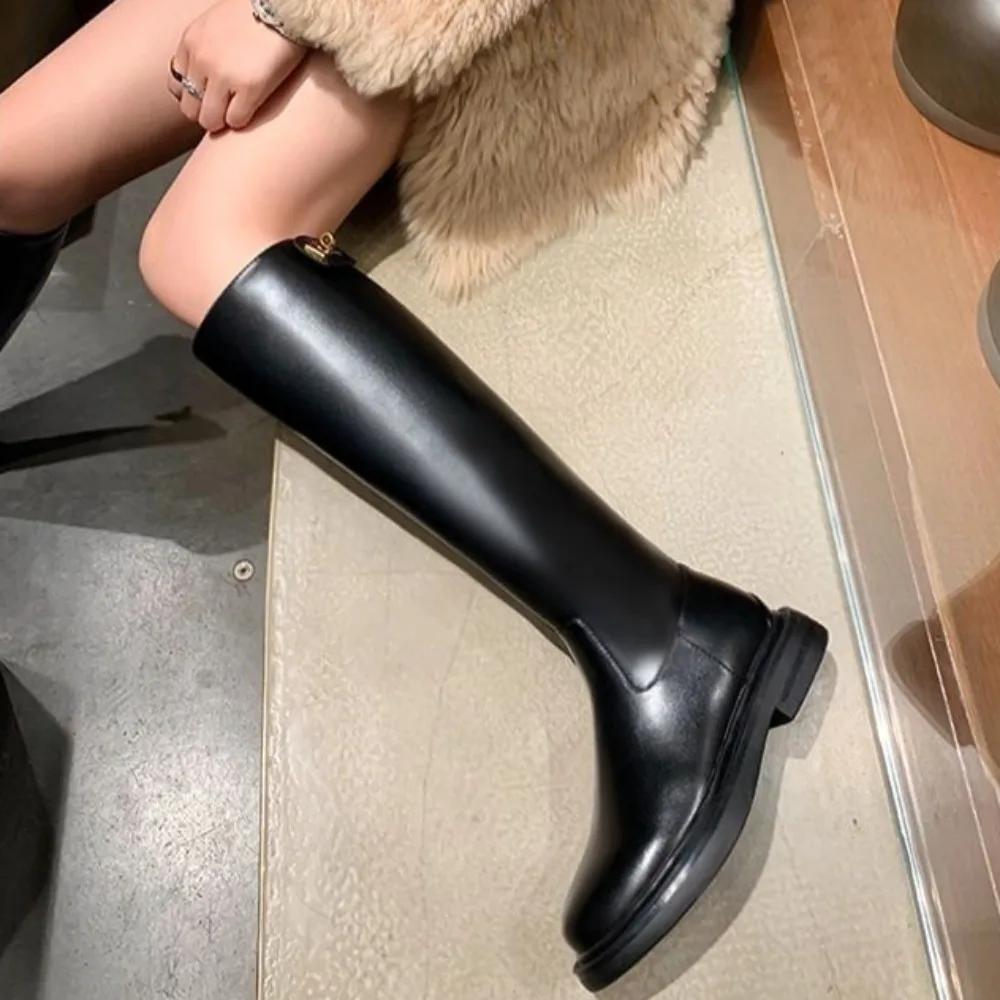 Winter 2024 Large Size Warm Long Boots for Women Round Toe Knee High Shaft Shoes Woman Comfortable and Elegant Hot New Gyaru Y2k