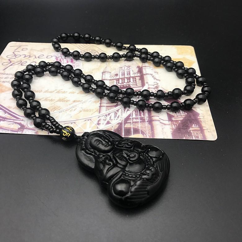Ethnic Style Imitation Malachite Guanyin Buddha Sweater Chain Necklace for Men & Women