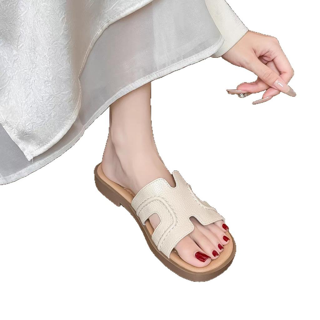 Spot~ Wear Soft-soled Cool Slippers with One Foot In the Summer of 2025, the New Fairy Style with Skirt Beach Cool Slippers