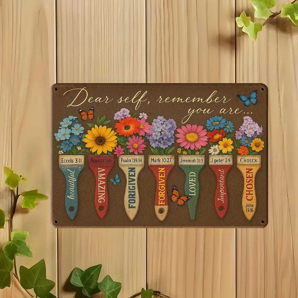 "Dear Self, Remember You Are" Vintage Metal Sign, 8x12 Inch.