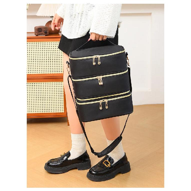 3 Layer Nail Polish Storage Bag Cosmetic Bag Portable Handbag for Women Travel Essential Oil Bag Nail Care Tool Storage Box