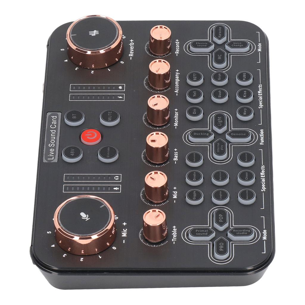 Живая звуковая карта Voice Changer Soundboard Bluetooth Audio Mixer для записи гитары и игр
