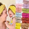 "Summer Parent-Child Solid Color Striped Knotted Headband Set"