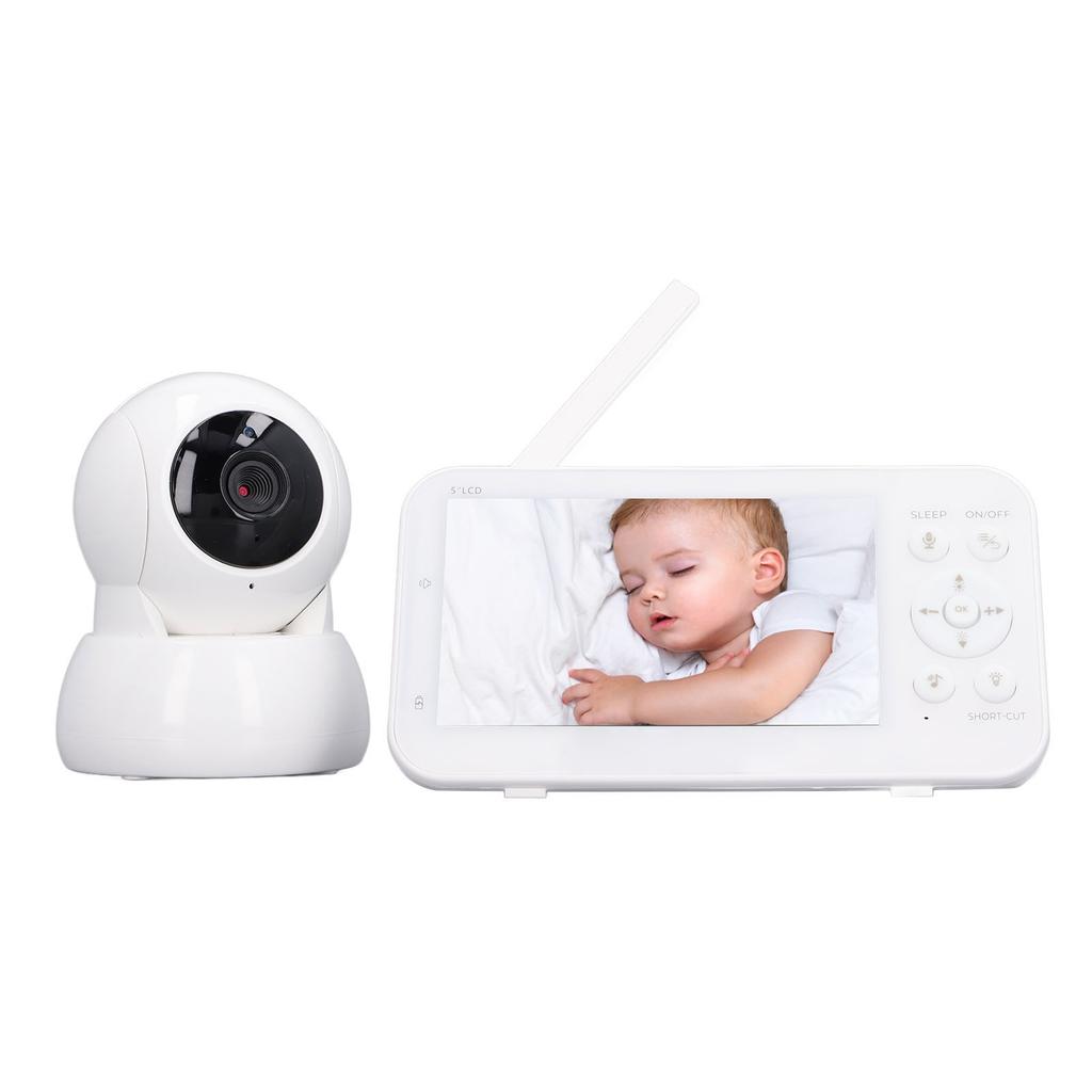 5in Wireless Baby Monitor Two Way Speaking Night Vision HD Display Smart Camera Monitor EU Plug