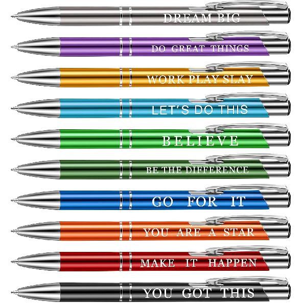 10 Pieces pirational Ballpoint Pens Employee Appreciation Gifts Bulk Motivational Quote Pens with Coated Metal Motivational Gifts Pens for Men Women,