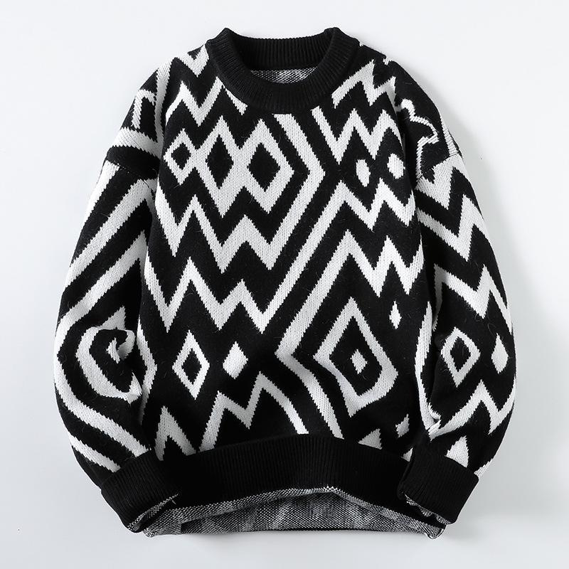 Свободный вязаный свитер, мужской осенне-зимний новый стильный теплый свитер с круглым вырезом, тканый свитер, мужская модная рубашка Explosion