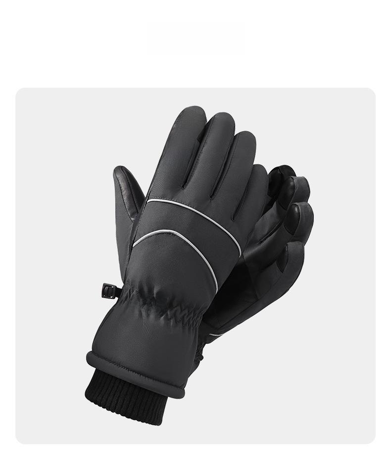 Men's Cold-Proof Thick Velvet Windproof Touchscreen Ski & Motorcycle Gloves for Winter Outdoor Activities