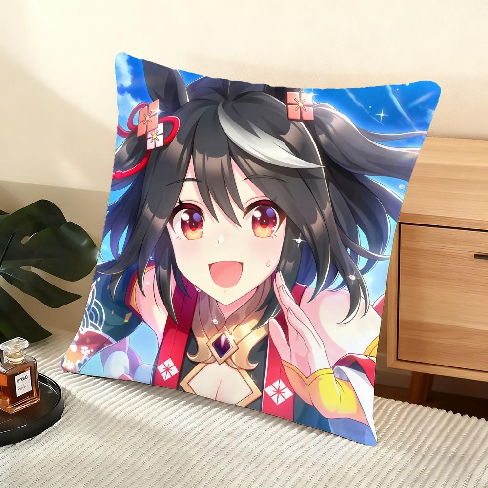 U-Umamusume Cushion Cover Soft Short Plush Pillow Cover Smooth Cozy Texture Aesthetic Cushion Case Home Decor