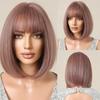 ALAN EATON Парик из коричневых и светлых волос с челкой для женщин, короткие прямые парики для косплея, термостойкие волокна, парики