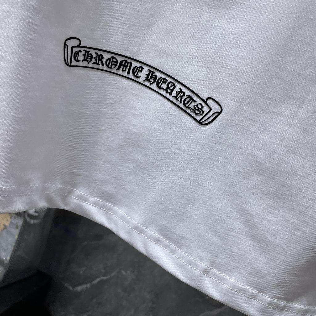 GZ-8933 CHROME HEARTS 2025 Летняя новая высококачественная хлопковая свободная футболка с круглым вырезом большого размера для мужчин и женщин, парная футболка