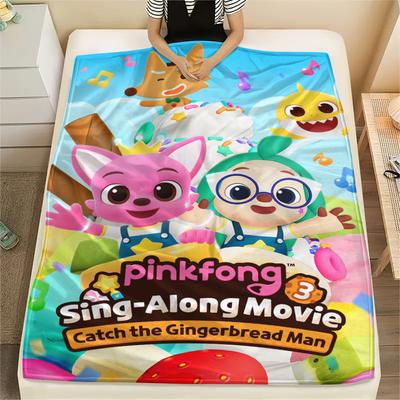 1 шт. Фланелевое одеяло с принтом Pinkfong, Высококачественное, Удобное для всех сезонов, Декор для дома, Тепло и комфорт, Идеально для рождественских подарков110