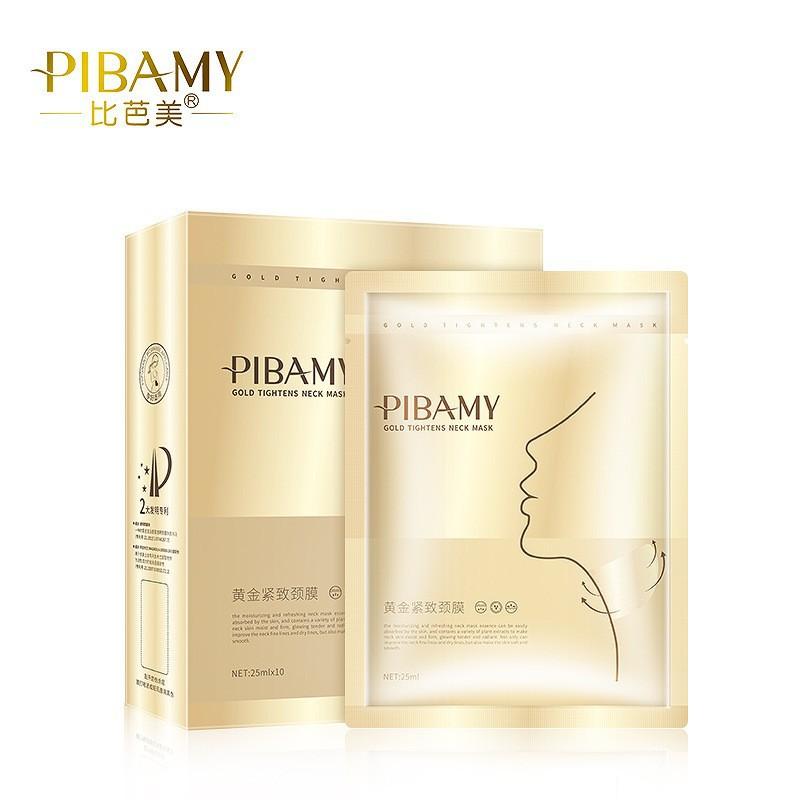 Маска для шеи Biba Beauty Gold Neck Mask увлажняющая, омолаживающая, лифтинговая, против мелких морщин (10 кусочков)