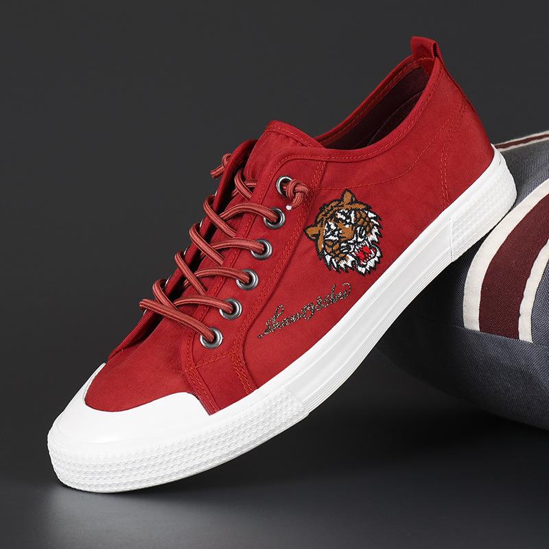 Мужские туфли из ткани Canvas, зонтичная ткань Ice Silk, дышащая тканевая обувь с низким верхом, на шнуровке, с мягкой подошвой, с вышивкой, модные повседневные туфли для мужчин