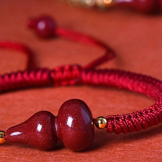 Унисекс Ручная веревка Китайский зодиак Благословение Тыква Ручной плетеный регулируемый браслет с кисточками Этнический стиль Ювелирные изделия Ремешок на руку