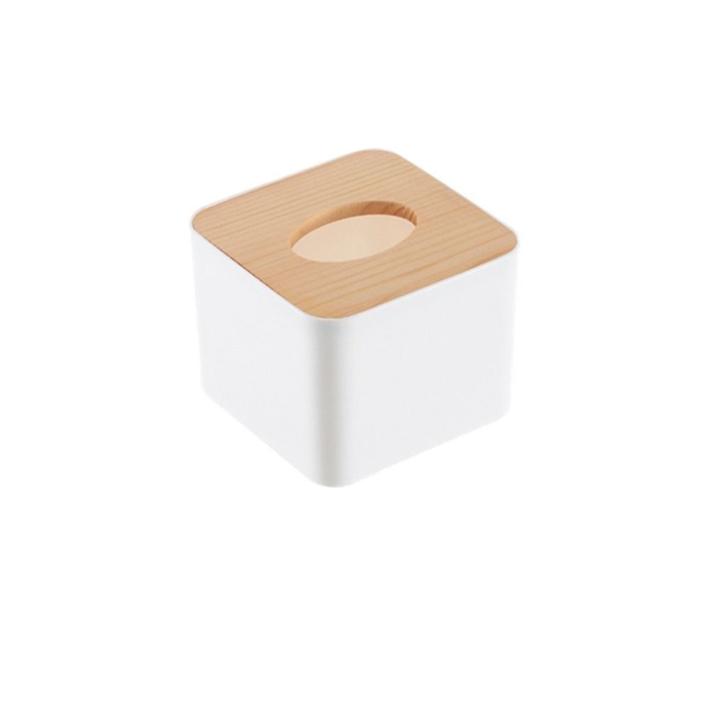 Square Tissue Box Holder Wood, PP Storage Organizer Kitchen Tissue Box Cover Home Use